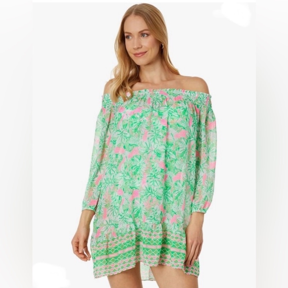 Lilly Pulitzer Maribeth Swim Cover-up, Botanical Green Just Wing It, XS - Picture 2 of 15